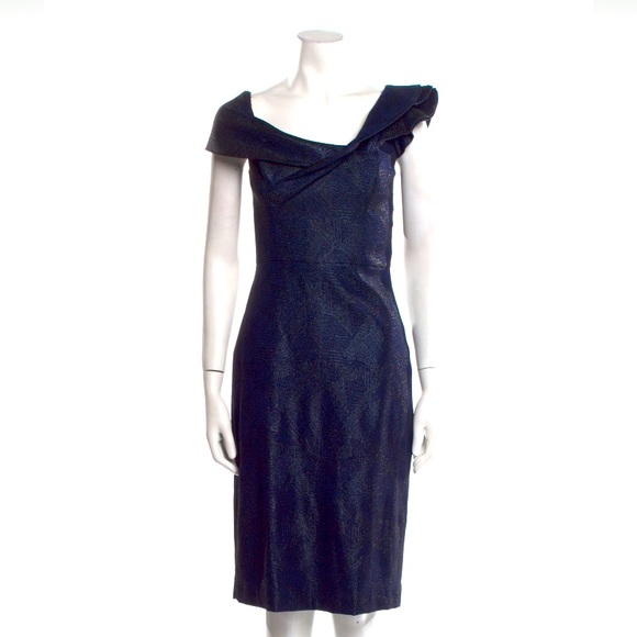 Teri Jon designer midi in navy with muted sparkles - new with tags, size 6